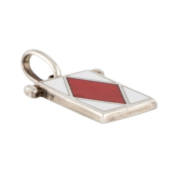 VINTAGE TIFFANY Enamel Boating Signal Flag Charm - Picture 2 of 4